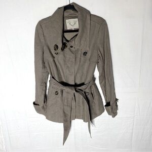 RW&CO. Beige Linen Cotton Belted Light Jacket Peacoat M